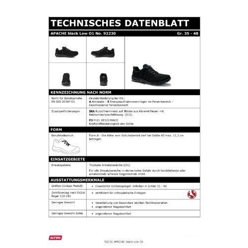 ELTEN APACHE Berufshalbschuh O1, Schwarz, Gr. 40