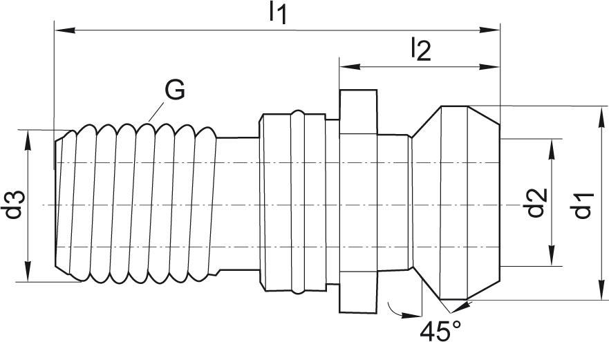 Anzugsbolzen ISO 7388II BSK40-M16 Innenkühlung FORMAT