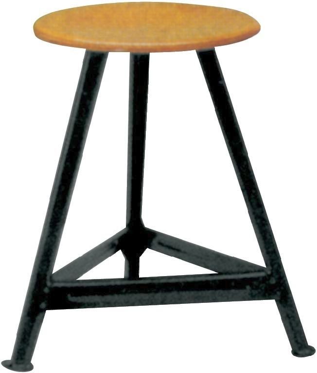 Bandstahlhocker Holz Rundsitz, RAL 9005 Dreibein, Höhe 600 mm Sitzfläche D 350 mm