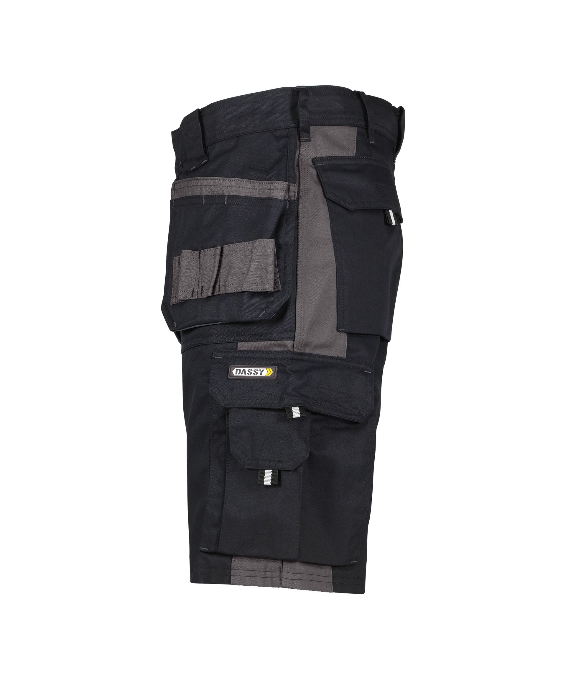 DASSY® Monza - Zweifarbige Arbeitsshorts mit Holstertaschen - schwarz/zementgrau, Gr. 42