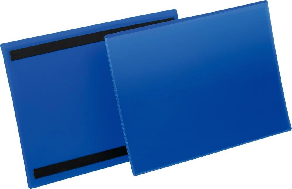 Etikettentasche B297xH210 mm A4 quer blau, magnetisch VE 50 Stück