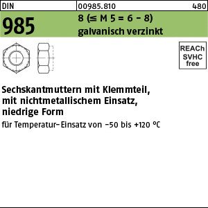 Sechskantmuttern 8 (< = M 5 = 6-8 ) galvanisch verzinkt