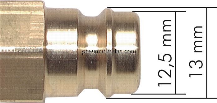 Temperierkupplungsstecker 13mm Zapfen, 12,7mm Push-Lok
