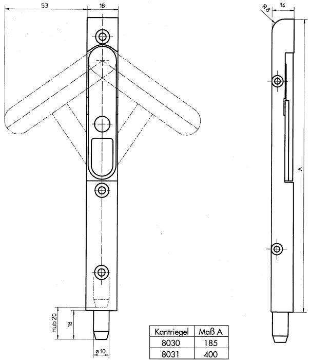 KFV Kantriegel KTR 8030/31-A hell verzinkt abgerundet