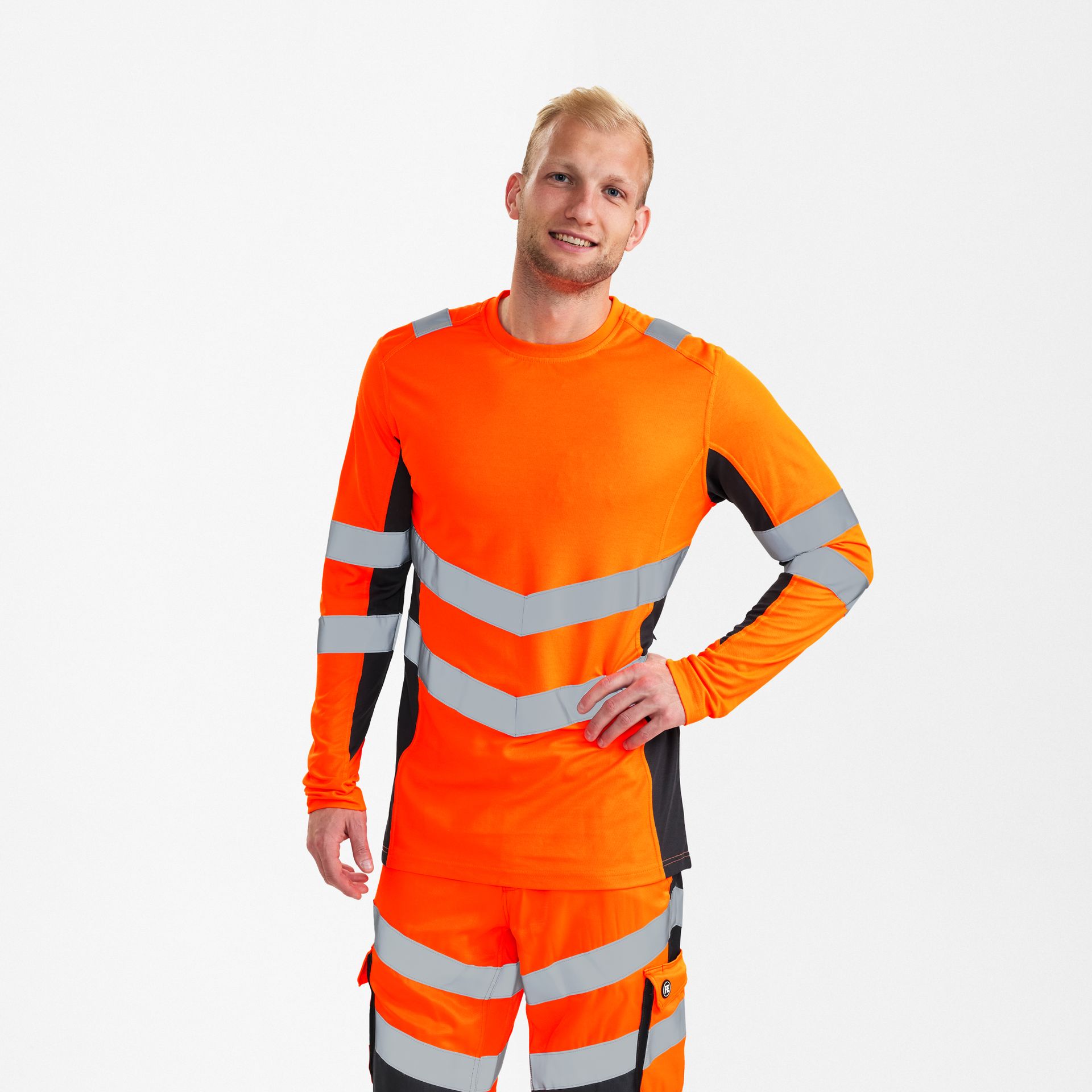 Safety Langarm-Shirt Orange/Anthrazit Grau, Gr. XS