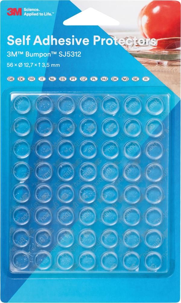 3M Bumpon Elastikpuffer 56 Stück 12,7x3,5mm Transparent, Mini-Pack