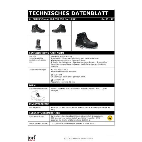 ELTEN jo_CHAMP Compo Sicherheitsstiefel Mid S3S ESD, Schwarz, Gr. 45