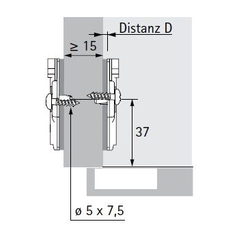 HETTICH Kreuzmontageplatte LR 37/32 Distanz 0,0 mm
