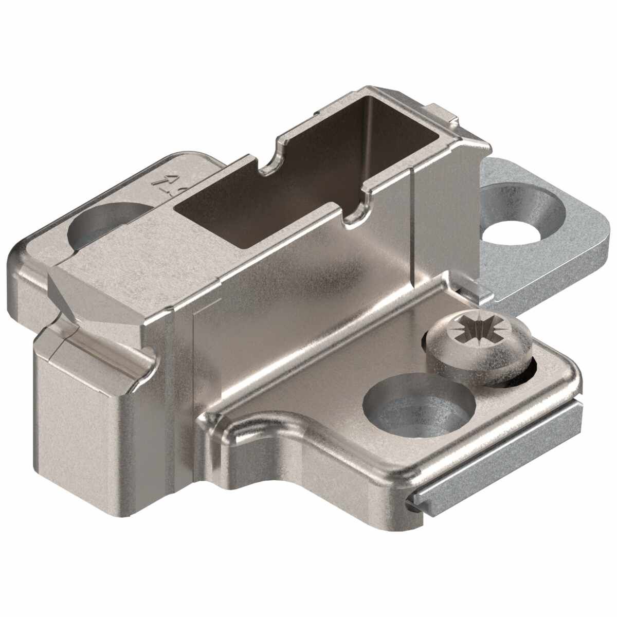 CLIP Montageplatte, kreuz, 9 mm, Zink, zum Schrauben für Systemschrauben, vernickelt