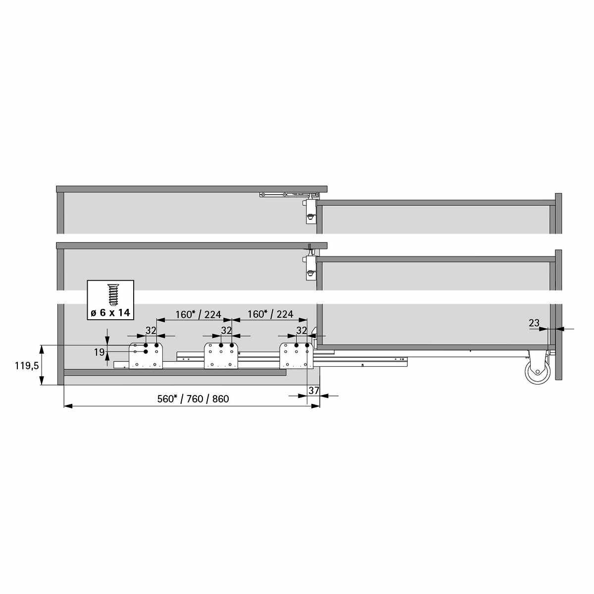 Kulissenauszug Quadro Big Duplex, 400 mm