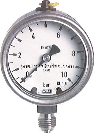 Chemie-Manometer senkrecht, 63mm, -1 bis 0 bar