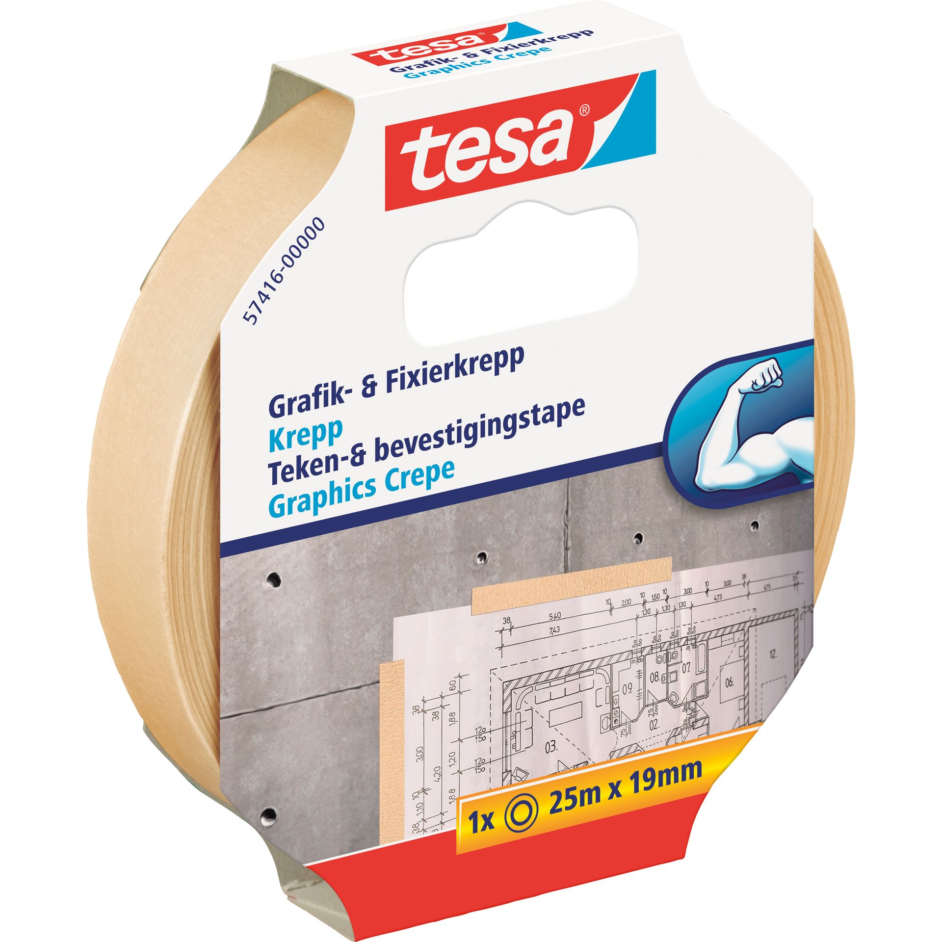 Fixierband 19mmx25m Papier beige