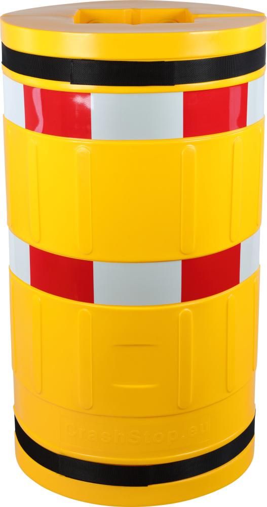 Säulenschutz D620 mm für Pfosten B160xT160 mm gelb mit Warnmarkierung Dancop