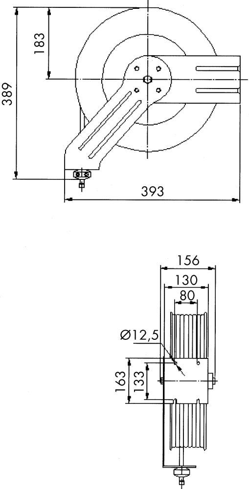 Schlauchaufroller 10 m Gummischlauch D 6 mm1/4 Anschluss, 20 bar Wasser 100°C / Luft