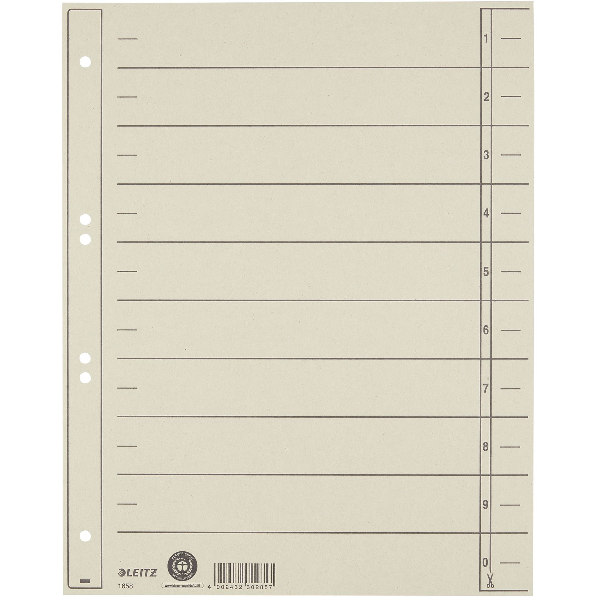 Trennblatt A4 230g Karton grau 100 St./Pack.