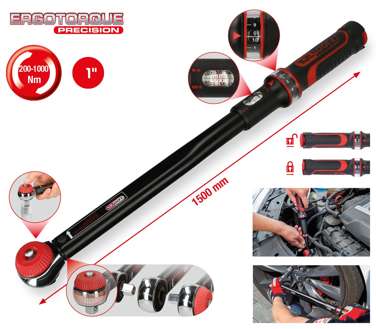 KS Tools 1" ERGOTORQUE®precision Ratschen-