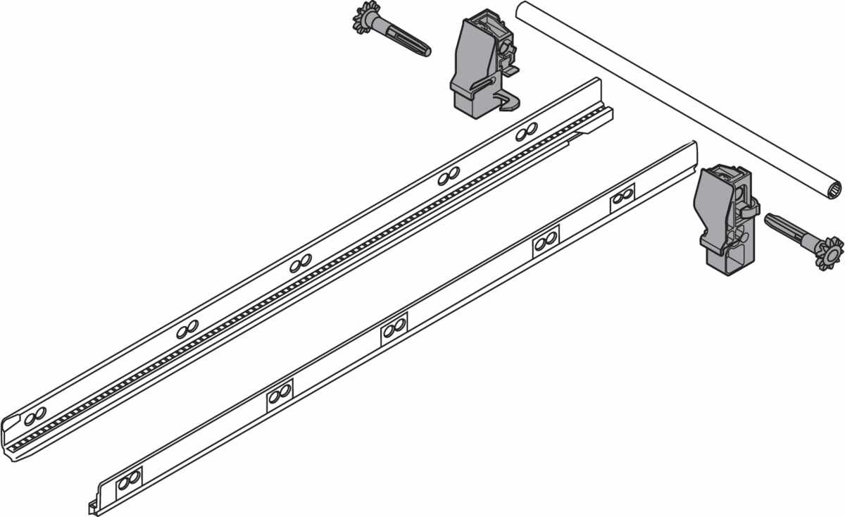 TANDEMBOX Seitenstabilisierung (nach oben aufbauend), NL=500 mm, KB=1200 mm, Vollauszug, Schubkasten/Frontauszug, R7037 staubgrau