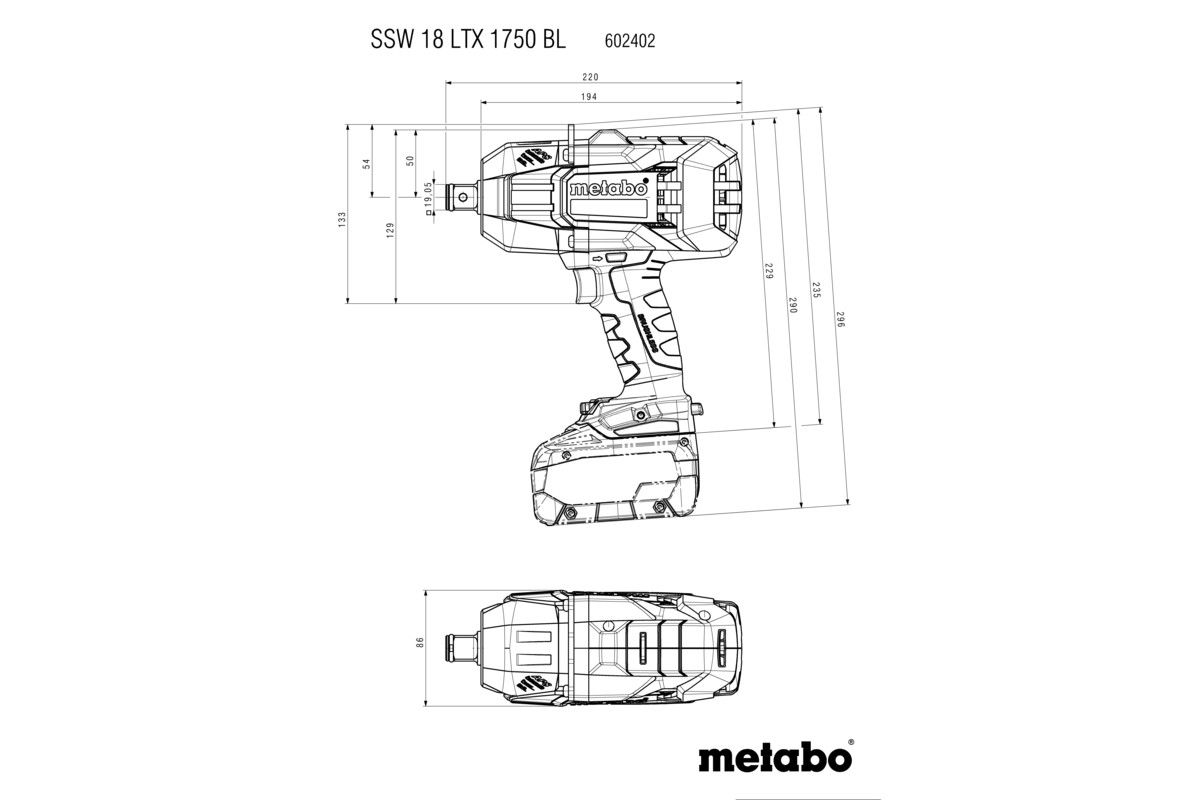 Akku-Schlagschrauber soloSSW 18 LTX 1750 BL Metaboohne Akku ohne Ladegerät metaBOX