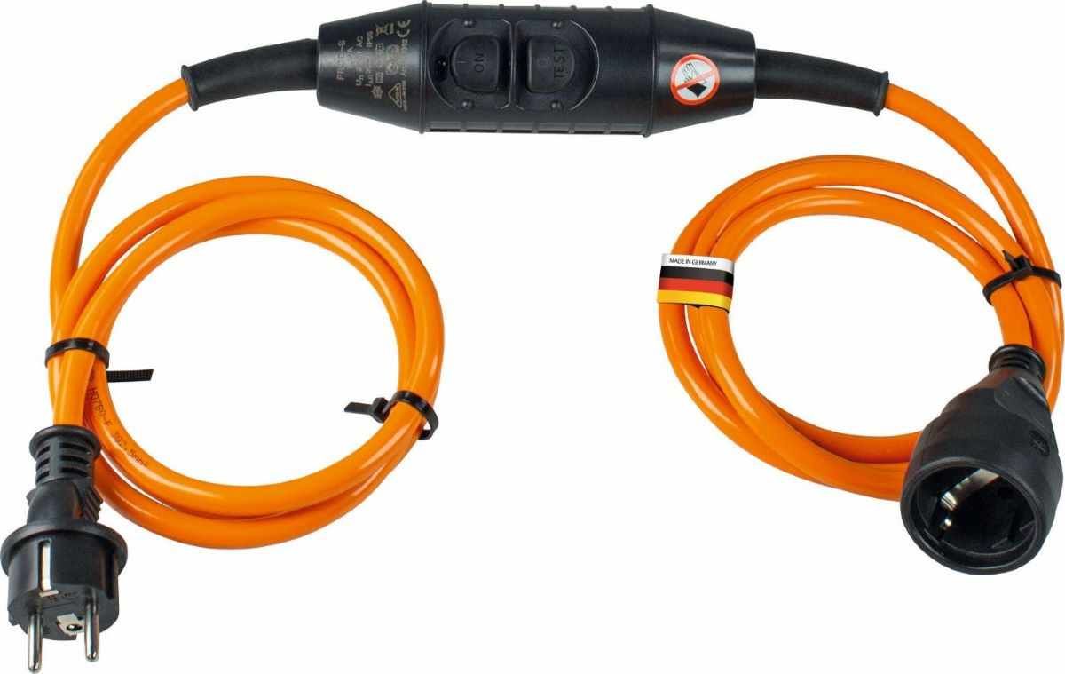 PRCD-S-Personenschutzverlängerung 3m H07BQ-F 3G2,5 Polyurethanleitung orange, 230V/16A, IP44