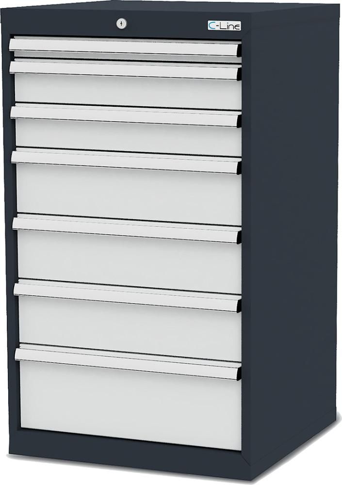 Schubladenschrank B600xT575xH1020 mm RAL7016/7035 7 Schubladen