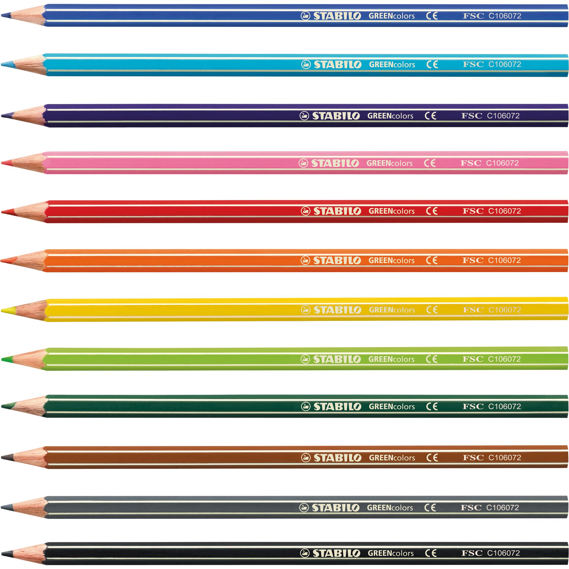 Buntstift-Set GREENcolors sort 12St +2Bleistifte