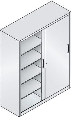 Schiebetürenschrank B1600xT600xH1950 mm RAL 7035/7016,8Fachböden mit Mitteltrennwand