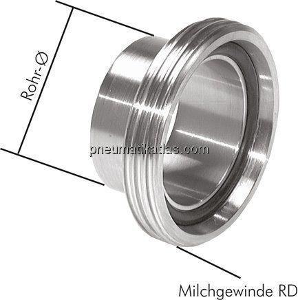 Gewindestutzen (Milchgewinde) Rd 28 x 1/8"-13,0mm, 1.4404