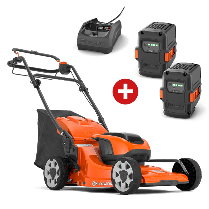 Husqvarna Akku-Rasenmäher LC 142iS Set inkl. Akku-Set S (2x Akku B140 + 1x Ladegerät C80)