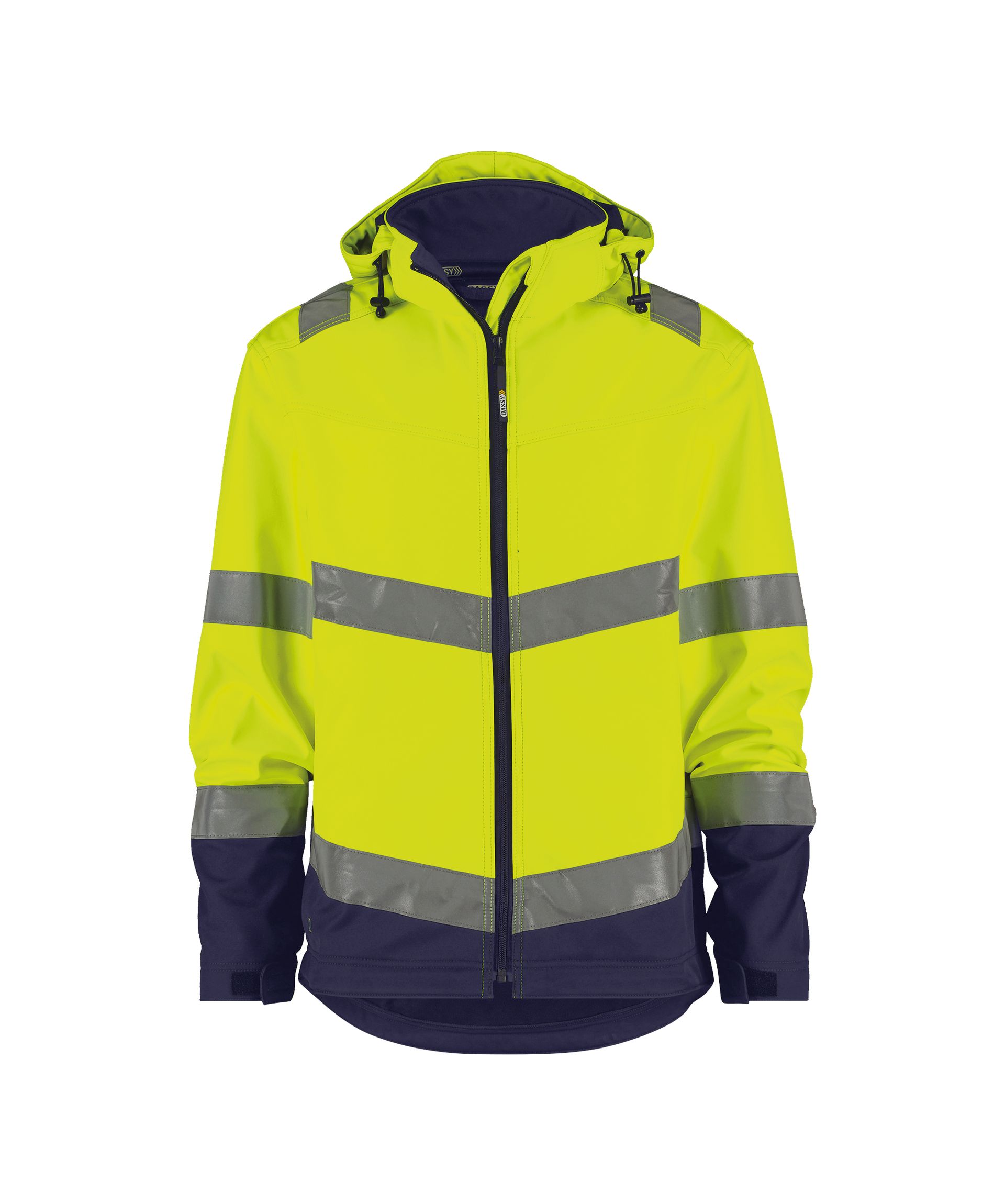 DASSY® Malaga - Warnschutz Softshell-Jacke - neongelb/dunkelblau, Gr. XS