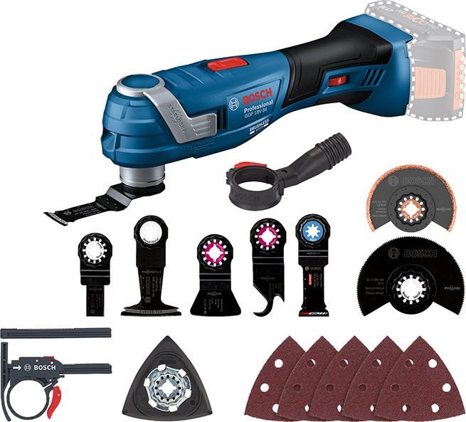Akku-Multitool solo GOP 18V-34 + AC Bosch ohne Akku ohne Ladegerät L-Boxx