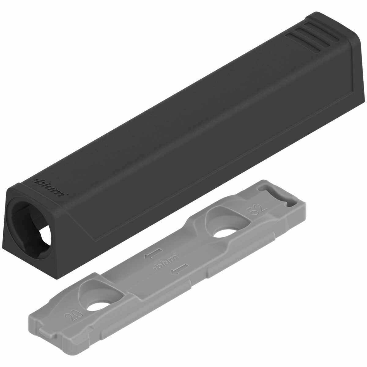 TIP-ON Adapterplatte für Türen, Langversion, gerade, Schrauben, carbonschwarz