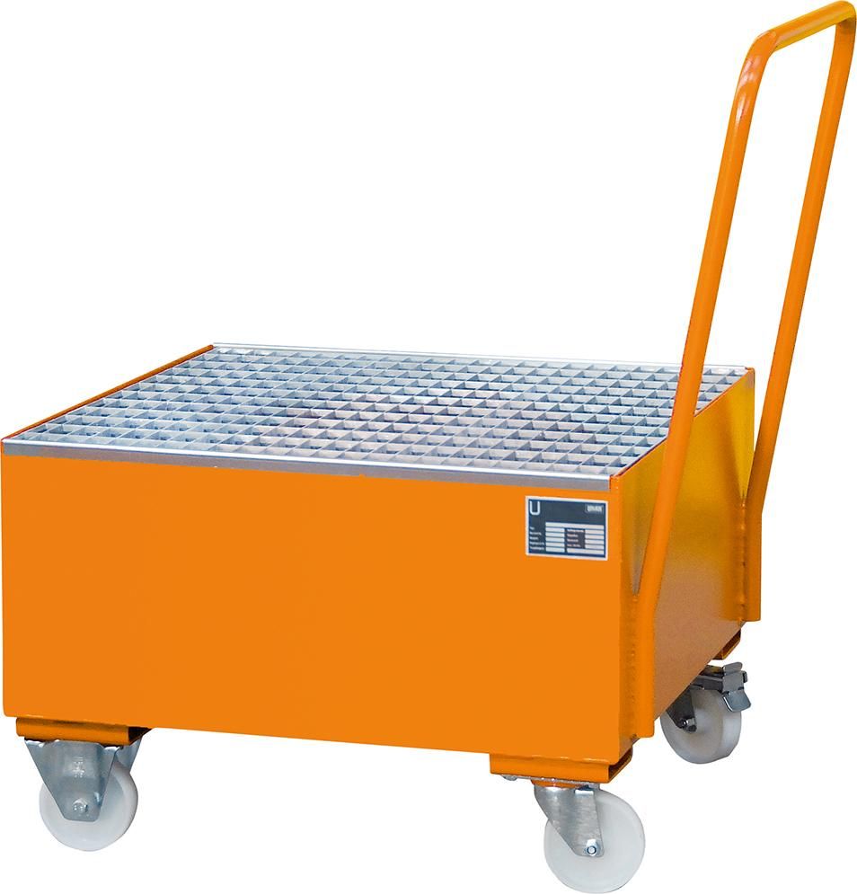 Fahrbare Auffangwanne 1x200ltr. RAL 2000 B800xT920xH1115mm Fahrbare Auffangwanne