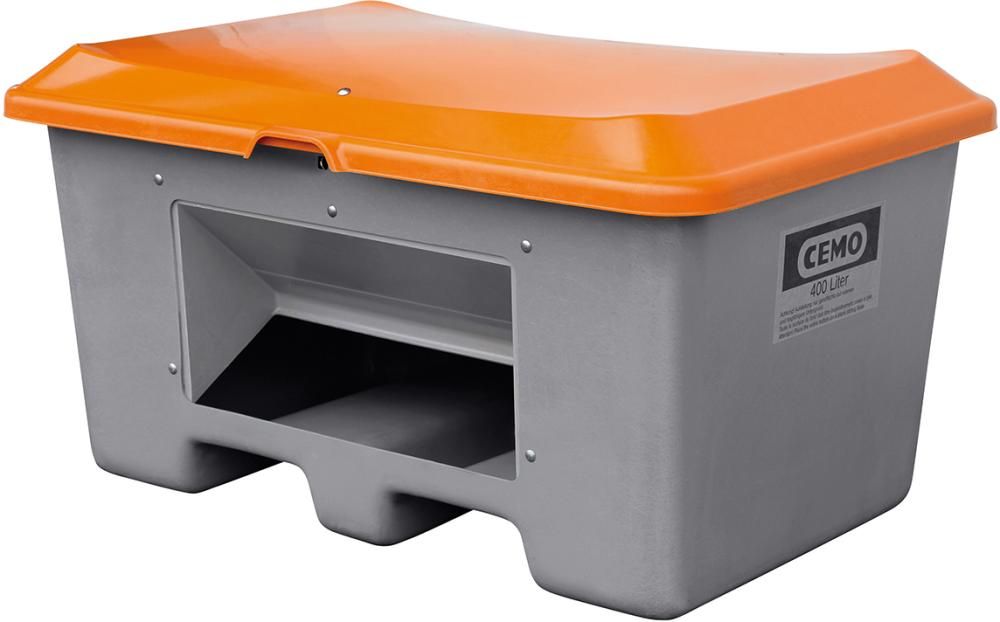 Streugutbehälter 400 l B1210xT820xH670 mm mit Entnahmeöffnung grau/orange