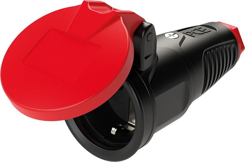 Schutzkontaktkupplung IP54 Vollgummi+Klappdeck.16A / 250V AC / 3p (2P+E)
