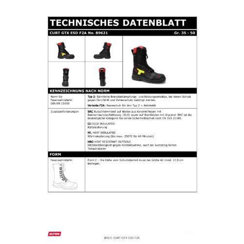 ELTEN Feuerwehrstiefel CURT F2A Stiefel (High) ESD, Schwarz, Gr. 38