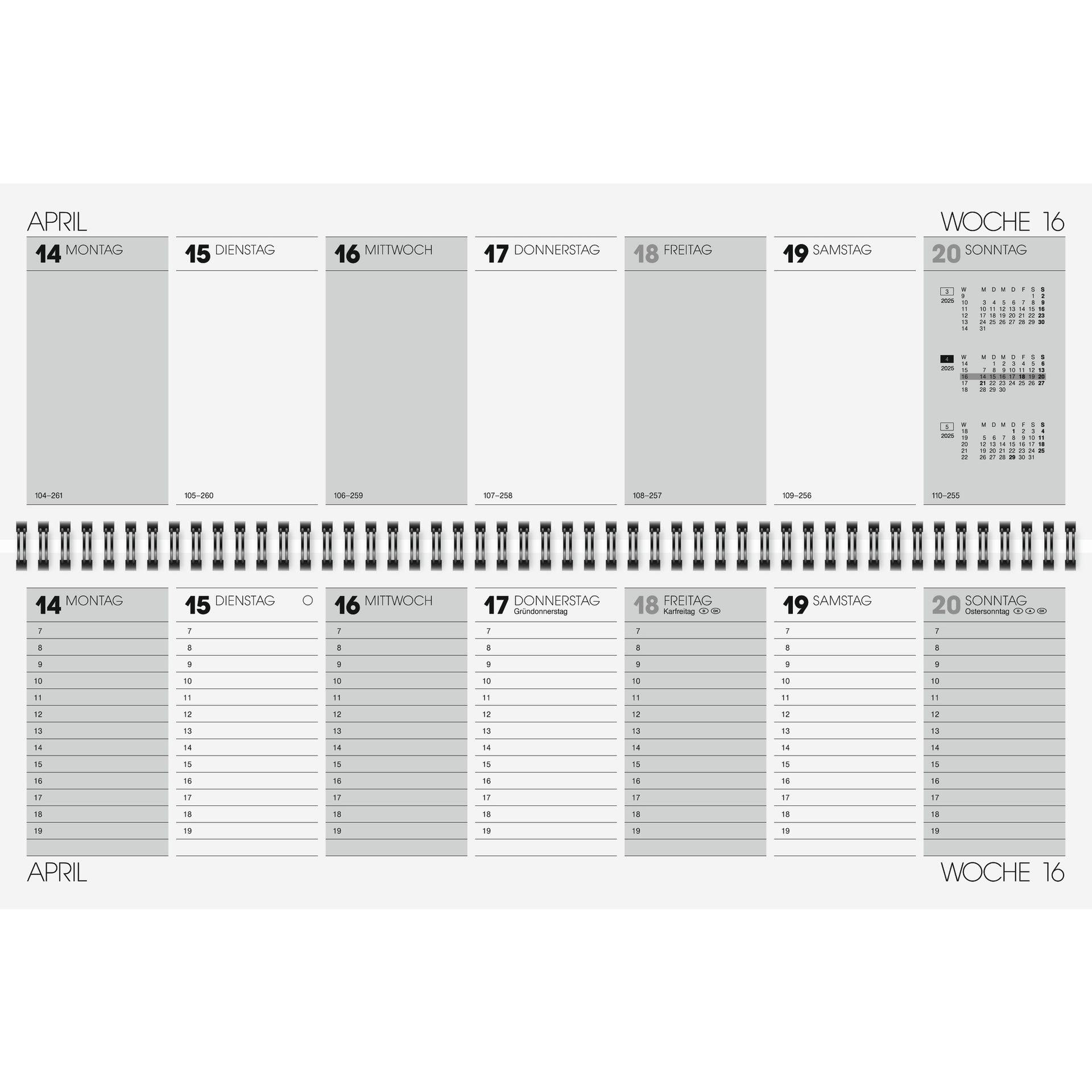 Querkalender 42x13,7cm 1W/2S gr