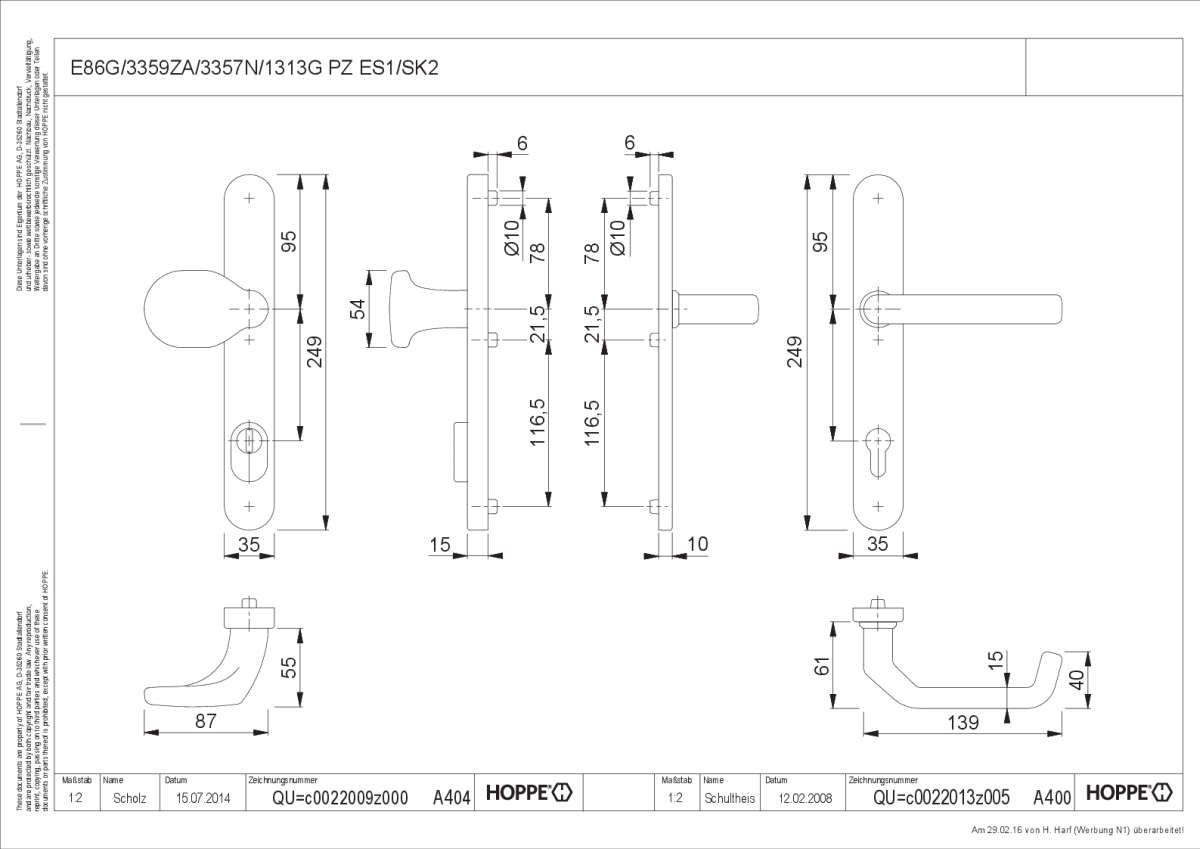 Wechsel-Garnitur (Knopf/Griff) Liverpool - E86G/3359ZA/3357N/1313G ES1 (SK2)