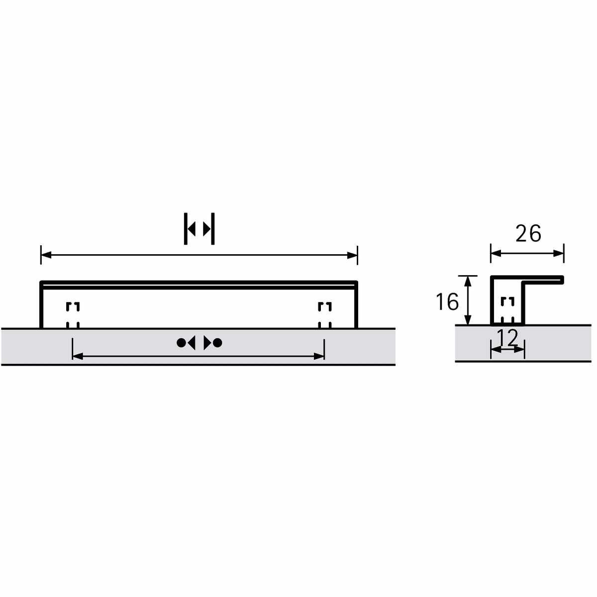 Griff Trani, Bohrabstand 64, L 84 mm, B 26 mm, H 1