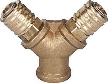 Verteiler 2-fach, Messingmit 2 Kupplungen NW7,2, AG G1/2" RIEGLER