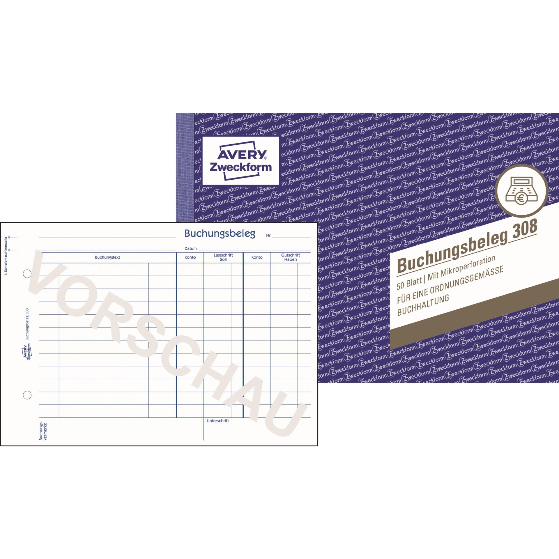 Buchungsbeleg DIN A5 quer 50Blatt
