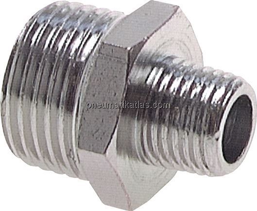 Doppelnippel R 1/8"-R 1/8", Messing vernickelt