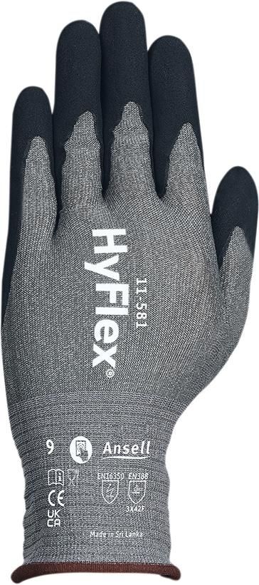 Industriehandschuh HyFlex11-581, schwarz/grau Gr. 8 Ansell