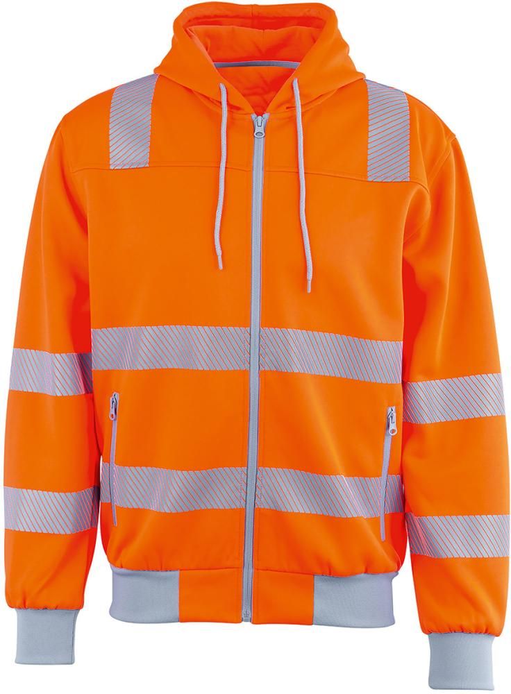 Planam Norit Warnschutz-Hoodie, Warnorange-Zink, Gr. XS