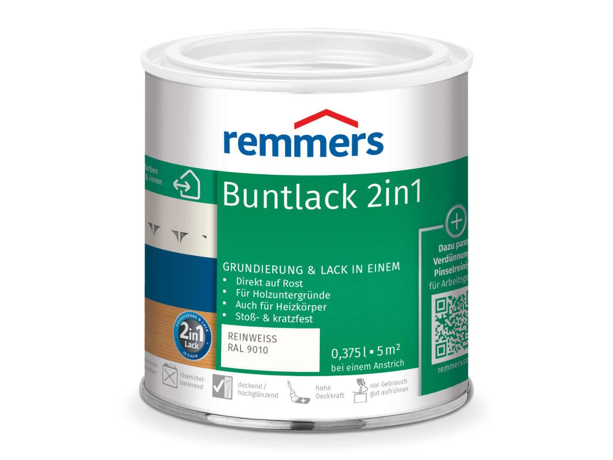 Buntlack 2in1 reinweiß (RAL 9010) 0.375 l