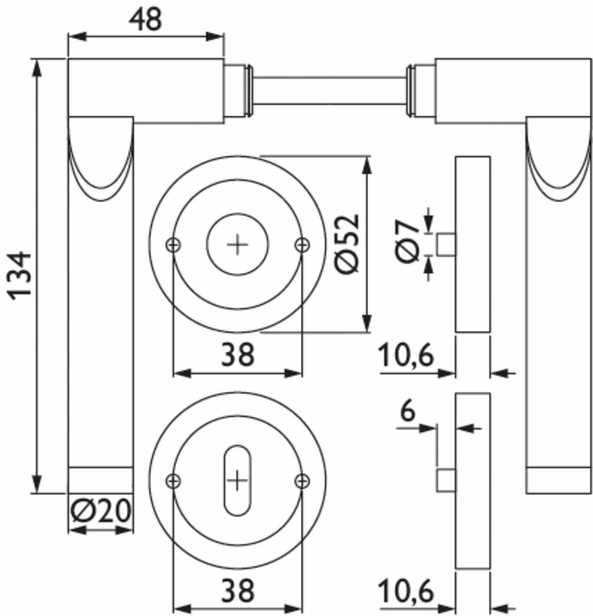 ZT-Drückergarnitur 1126 VISION II - mit Rosetten 2031 - Ausf.: BB - mit Rückholfeder, Türstärke 38 - 42 mm