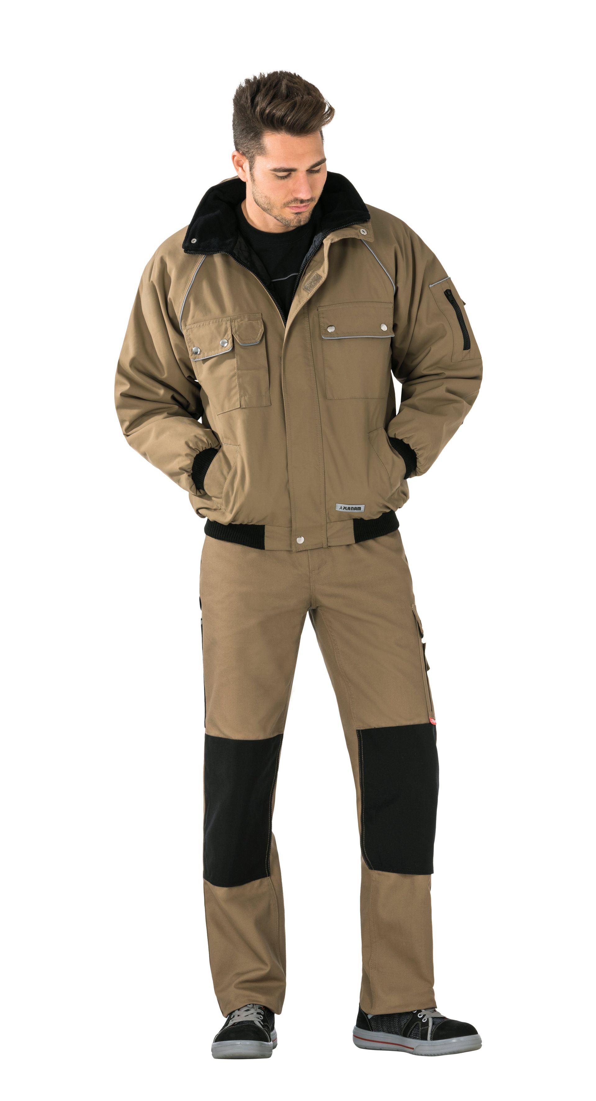 Planam Winterblouson Canvas 320, Outdoor khaki/schwarz Gr. S