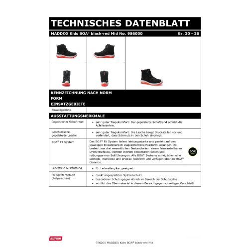 ELTEN MADDOX Kids BOA Sicherheitsstiefel Mid, Schwarz, Gr. 34