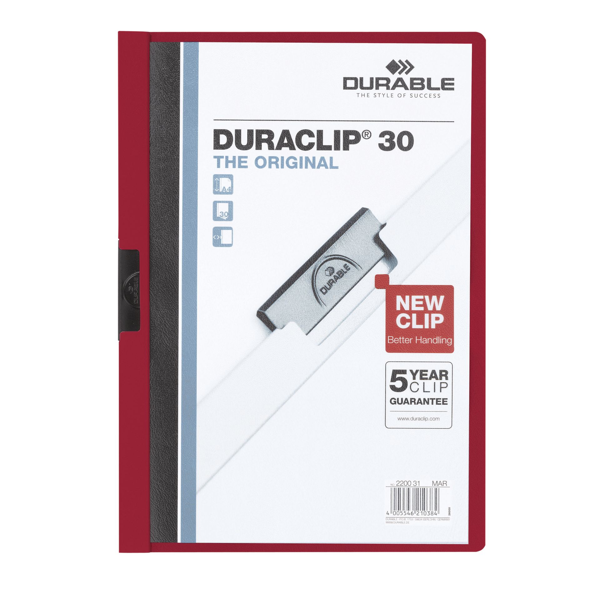 Klemmmappe DURACLIP 30 DIN A4 Hartfolie aubergine