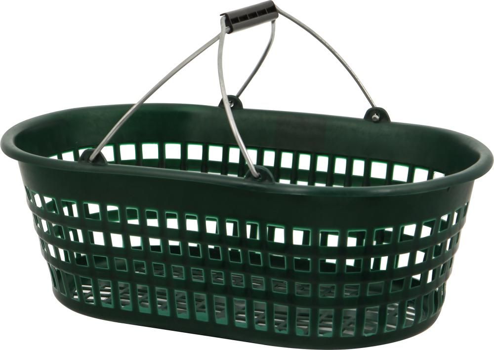 Gartenkorb 15 kg, grün, oval mit Doppelklappbügel