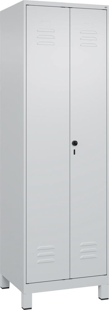 S/W-Gard.-Schrank CLASSICB600xT500xH1950 mm RAL 7035/7035, 2 Abteile mit 100 mm hohen Füßen